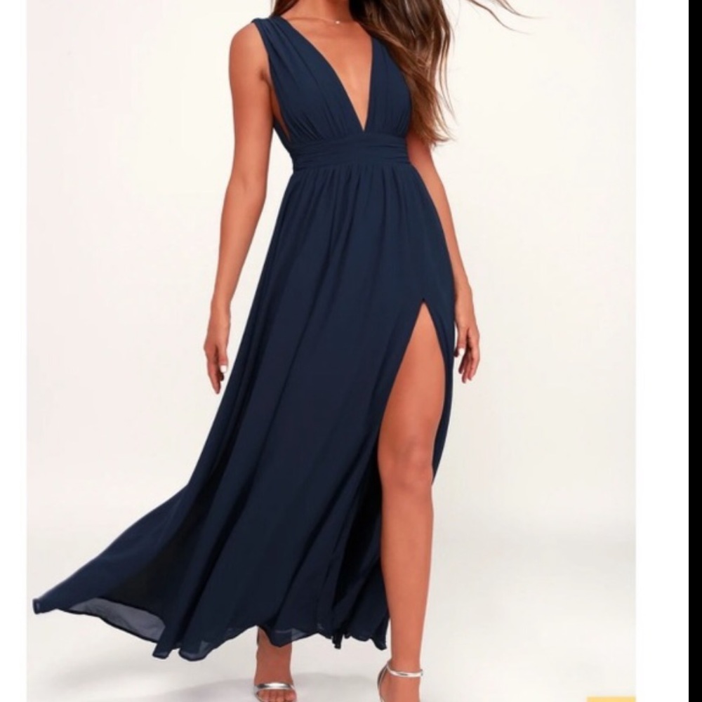 Lulu’s• Heavenly Hues Navy Blue Maxi Dress